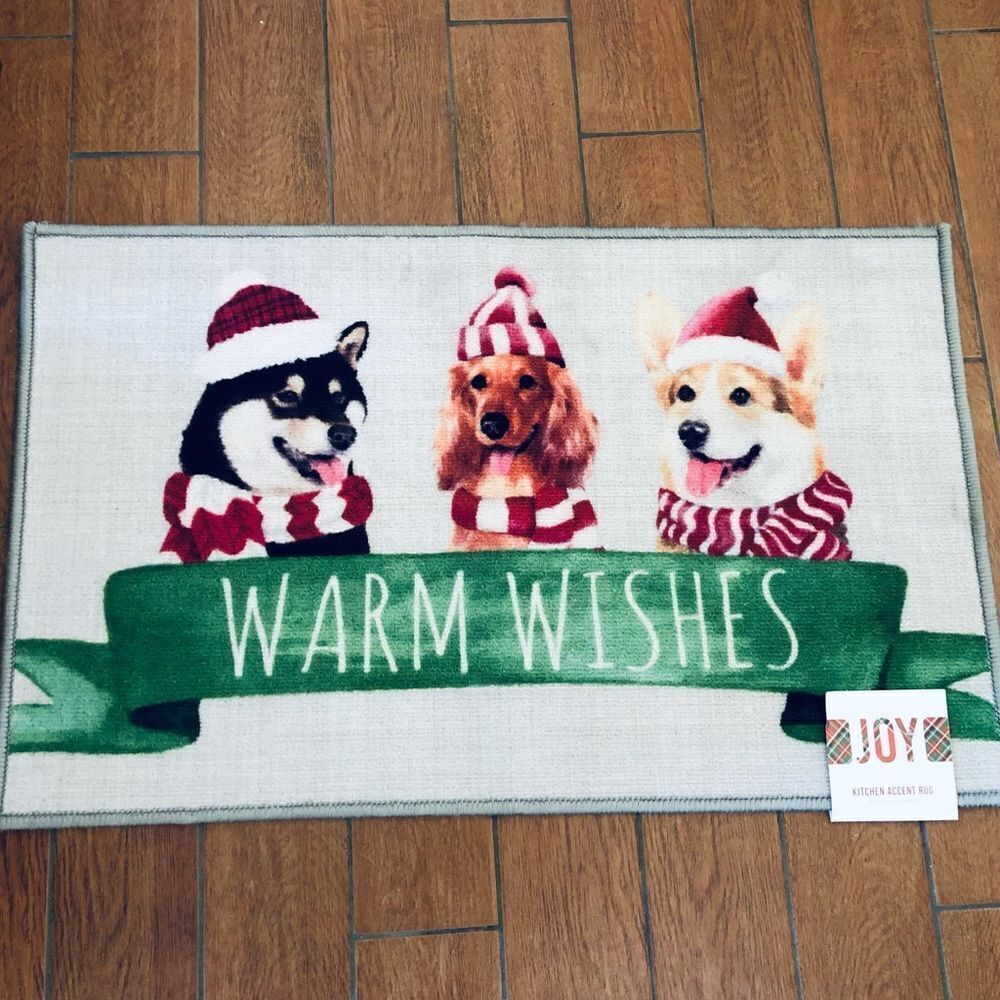 Christmas Dogs Holiday Warm Wishes Welcome Floor Rug Door Mat